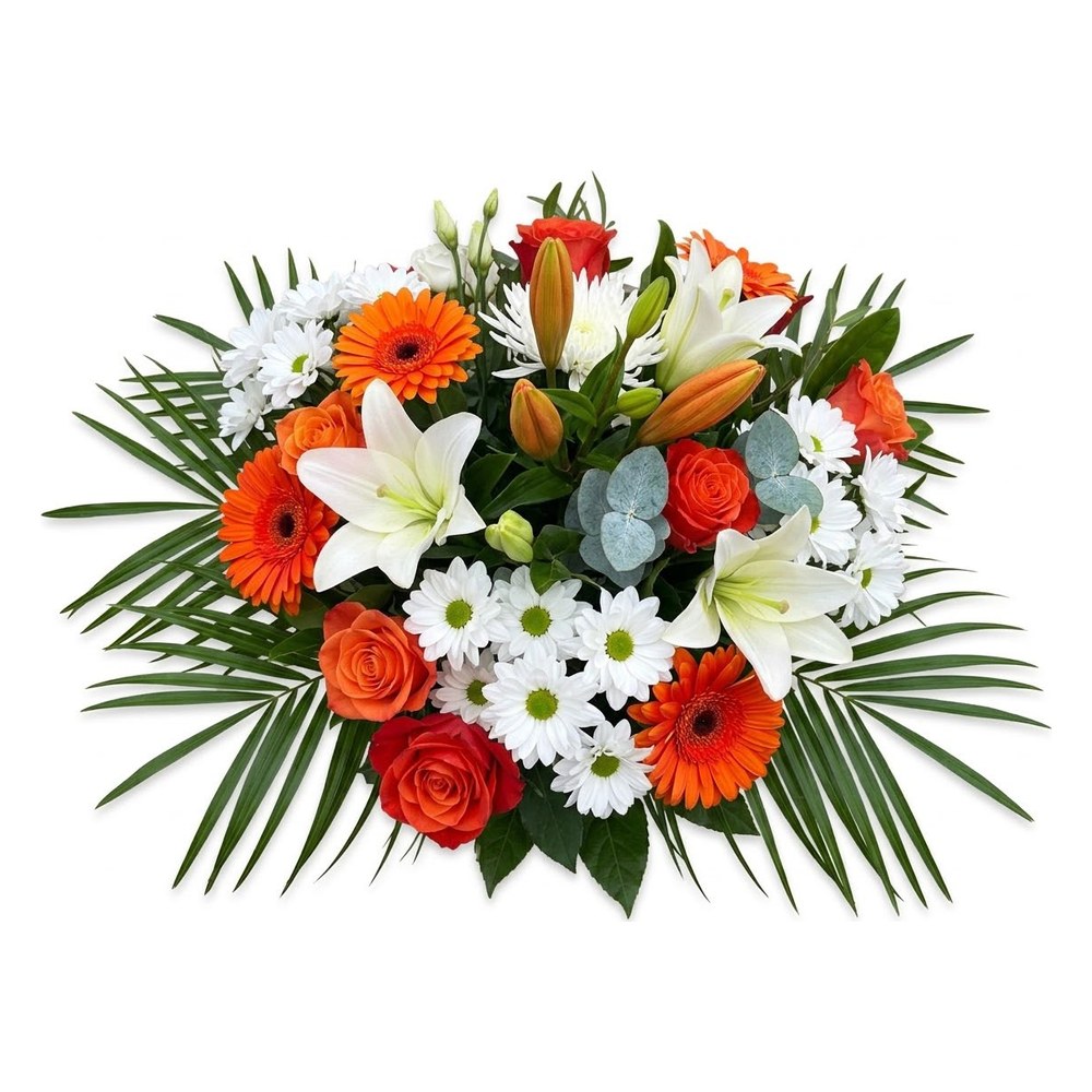 Lys blancs & gerberas orange
