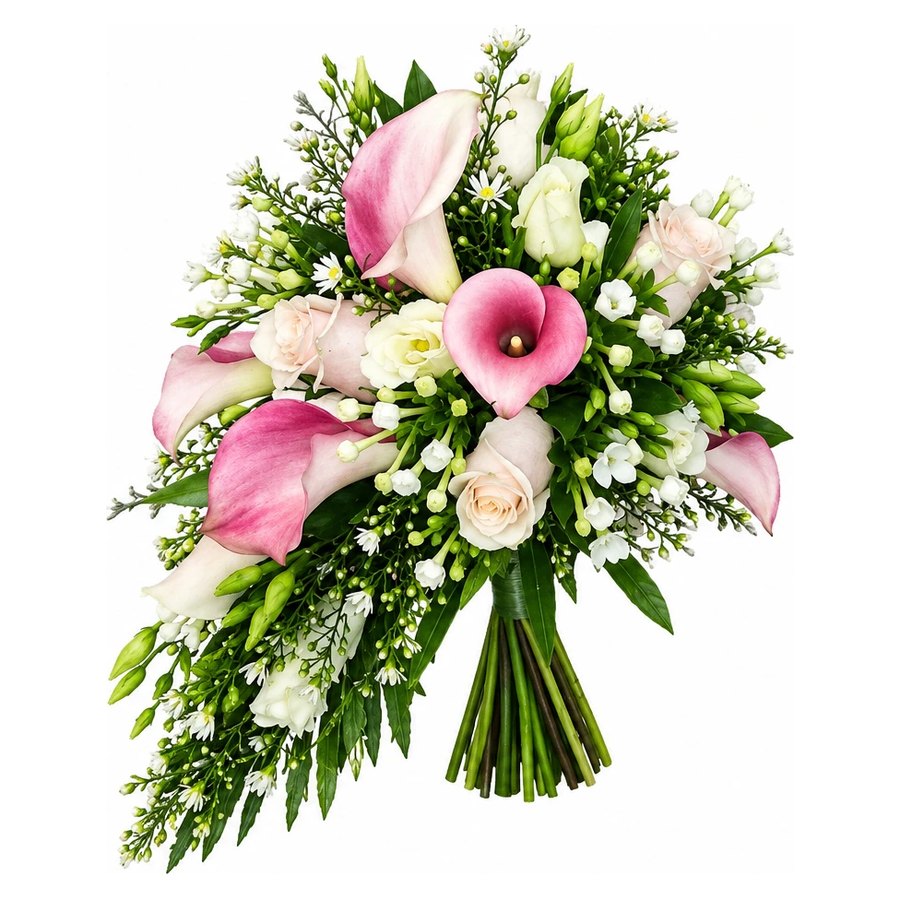 Callas roses, tiges nouées