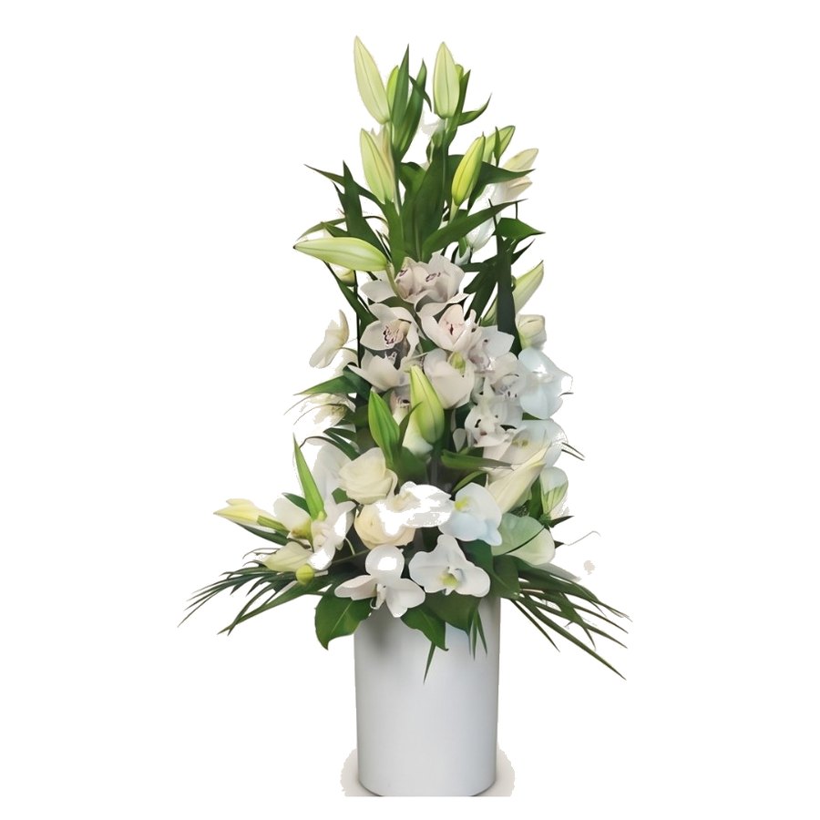 Lys & orchidées en vase